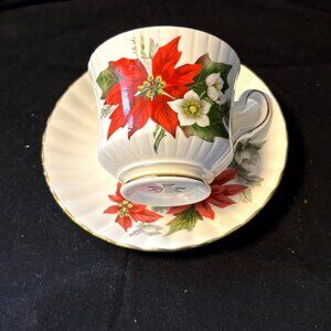 Royal Stafford China Cup and Saucer - Christmas Poinsettia